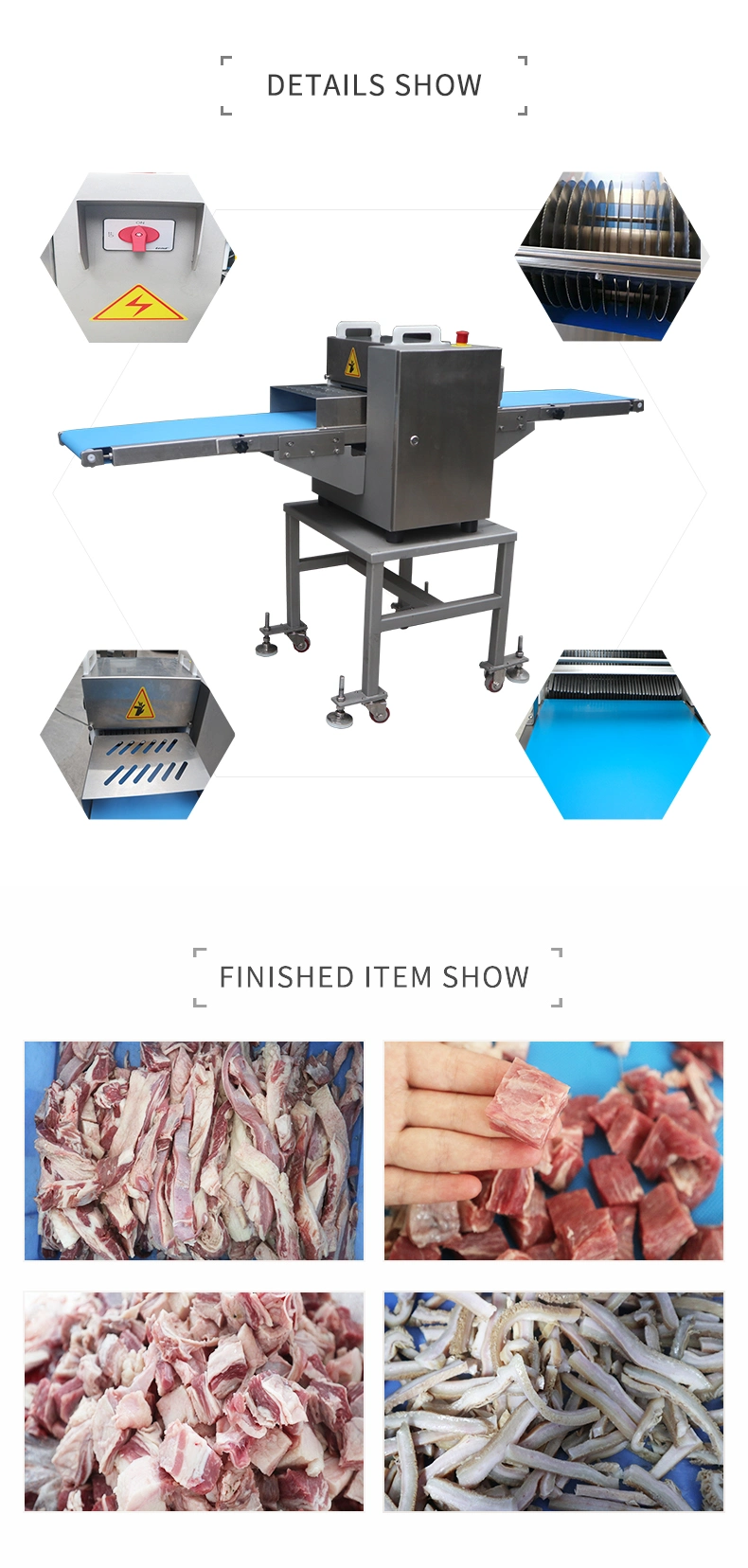Heavy Duty Meat Cubes Shreds Dices Cutting Machine Fresh Meat Cutter