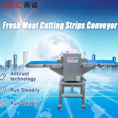 Commercial Horizontal Meat Strip Cube Cutter with Conveyor Design